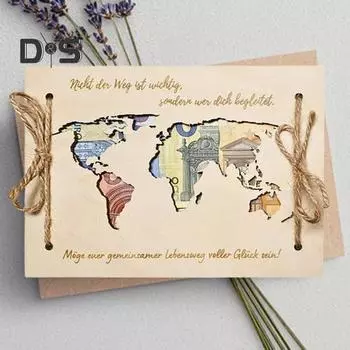 Деревянный держатель для денег, подарочный держатель для денег, подарочная карта, простая сборка, деревянная карта с выдолбленным узором для свадебных подарков A
