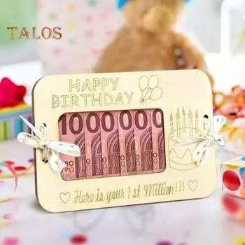 Деревянный держатель для денег Подарочный держатель для денег Держатель для открыток на день рождения Свадьбы Подарочная карта для денег Подарок для любимых A