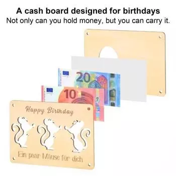 Деревянный держатель для денег Yousheng, полый, мультяшные мыши, открытка на день рождения, держатель для денег, поздравительная открытка для семьи, друзей, день рождения B