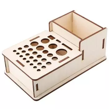 Деревянный держатель для хранения инструментов для рукоделия с несколькими отверстиями, кожаная стойка для инструментов из липы