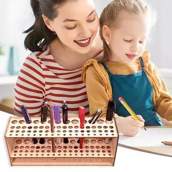 Деревянный держатель для кистей, 67 отверстий, настенный органайзер для кистей художника, настольный