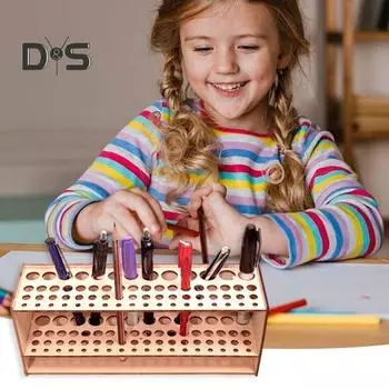 Деревянный держатель для кистей, подставка для ручек на 67 отверстий, настенный органайзер для кистей художника, настольный органайзер для инструментов художника