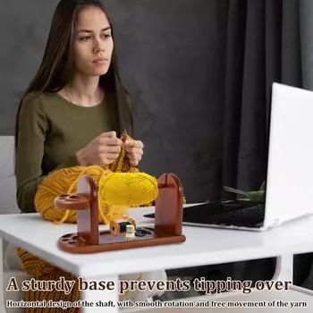 Деревянный держатель для клубков пряжи Вязание крючком Стойка для пряжи с прорезями Горизонтальная прялка для пряжи Стабильный диспенсер для клубков пряжи Деревянная пряжа