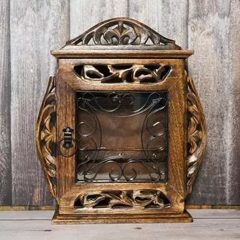 Деревянный держатель для ключей, дизайн клетки с цветочными воротами, антикварный брелок-органайзер, деревенский настенный подвесной держатель с 6 крючками для ключей, домашний, офисный декор