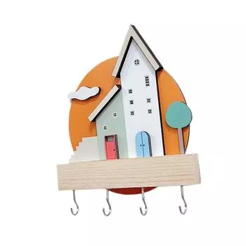 Деревянный держатель для ключей, крючок для пальто, прочный, декоративный, современный, с 4 крючками, вешалка для шляп для дома