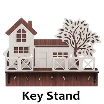 Деревянный держатель для ключей с подставкой для зарядки мобильного телефона и пультом дистанционного управления для декора дома/офиса, держатель для ключей