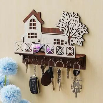 Деревянный держатель для ключей с подставкой для зарядки мобильного телефона и пультом дистанционного управления для декора дома/офиса, держатель для ключей