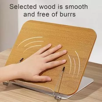 Деревянный держатель для книг Yousheng Подъемная подставка для чтения с поворотным основанием на 360 ° Эластичные зажимы для страниц Держатель для чтения для рецептов музыкальных партитур B темно-коричневого