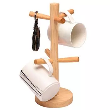 Деревянный держатель для кружки Yousheng, дерево, 6 крючков, сверхмощный многофункциональный органайзер для чашек чая, кофе, вешалка, подставка для хранения, сливная стойка, товары для дома B
