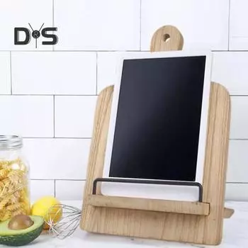Деревянный держатель для кулинарной книги, регулируемая подставка для книги рецептов на кухонном столе, прочный многофункциональный настольный держатель для телефона и планшета