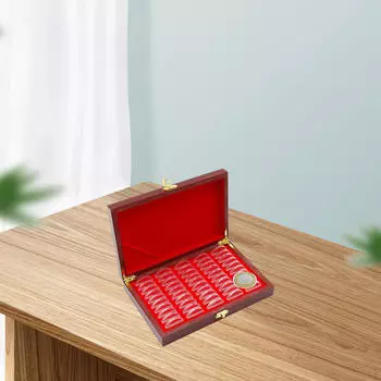 Деревянный держатель для монетных капсул для демонстрации 50 монет