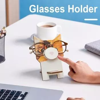 Деревянный держатель для очков с изображением животных, ручная резьба, лиса, кошка, ленивец, пингвин, телефон, очки, солнцезащитные очки, подставка, украшение для рабочего стола, подарок на день рождения A