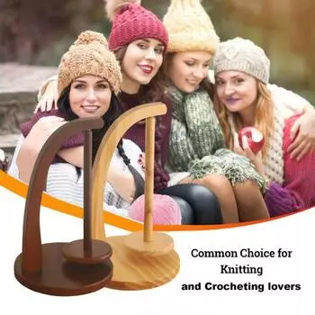 Деревянный держатель для пряжи для вязания крючком с устойчивым основанием, без заусенцев, многоразовая вращающаяся магнитная катушка для ниток и шерстяных клубков