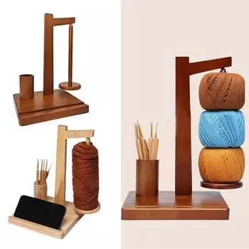 Деревянный держатель для пряжи для вязания крючком и спицами, простая подставка для катушек с пряжей, идеальная для любителей рукоделия One Size