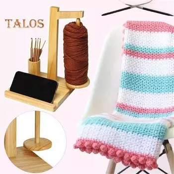 Деревянный держатель для пряжи с подставкой для телефона Диспенсер для пряжи с цилиндром для хранения крючков Магнитный прялка Органайзер для пряжи для любителей вязания крючком