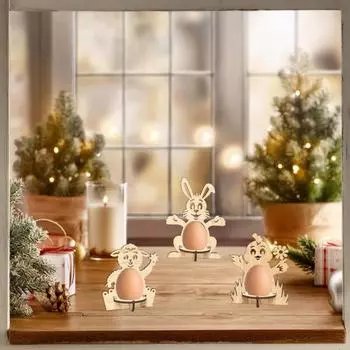 Деревянный держатель для яиц, подставка для яиц в форме овцы, кролика, цыпленка, настольный декор, пасхальный держатель для яиц для каминной полки, кухонной столешницы Sheep