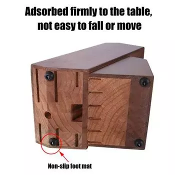 Деревянный держатель для резаков с противоскользящими подушечками, органайзер для хранения резаков с 14 слотами для кухонной столешницы, прочный, долговечный, легко чистится, подарок коричневый