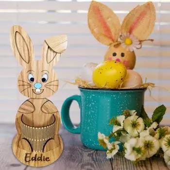 Деревянный держатель для ручек в виде кролика с ушками, простая сборка, настольный держатель для яиц, органайзер для стола в виде кролика розовый