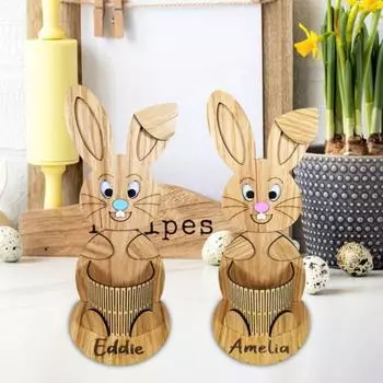 Деревянный держатель для ручек в виде кролика с ушками Yousheng, простая сборка, настольный держатель для яиц, органайзер для ручек, карандашей, офисных принадлежностей розовый