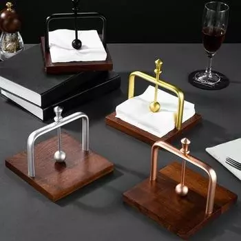 Деревянный держатель для салфеток, квадратный настольный диспенсер для салфеток, гладкий край, без заусенцев, стабильный, нескользящий дизайн, держатель для салфеток, украшение золотистый