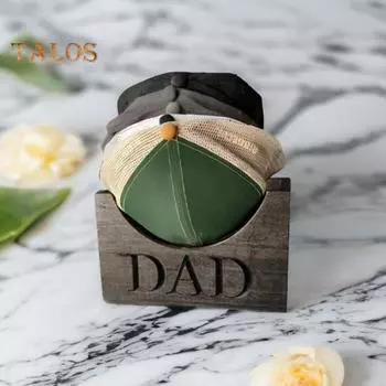 Деревянный держатель для шляпы, мужской держатель для шляпы с надписью «папа», держатель для бейсбольной шляпы, подставка, органайзер, коробка для шляп, подарок, подарок на день папы, дедушки, отца серый
