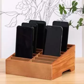 Деревянный держатель для сотового телефона 12/16 сеток, экологически чистый отдельно стоящий дизайн, настольный органайзер, стеллаж для хранения телефона