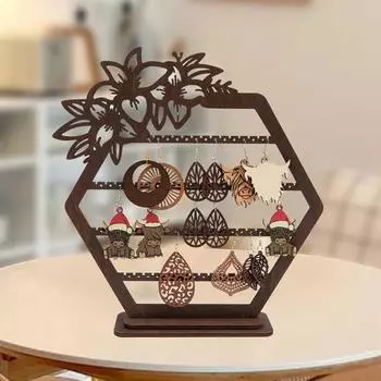 Деревянный держатель для ювелирных изделий в винтажном китайском стиле, прочный настольный крючок для сережек, ожерелий, браслетов, витрина, органайзер, подставка коричневый