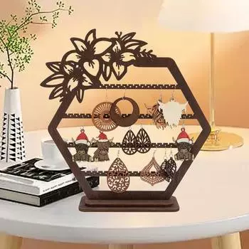 Деревянный держатель для ювелирных изделий в винтажном китайском стиле, прочный настольный подвесной крючок для сережек, ожерелий, браслетов, витрина-органайзер