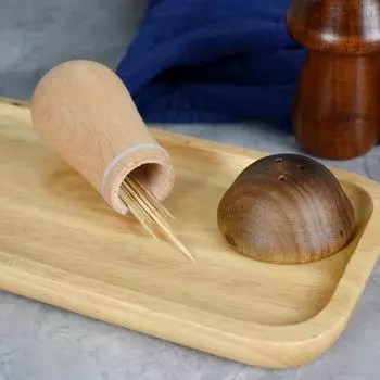 Деревянный держатель для зубочисток, персонализированный гриб, простая коробка для зубочисток, японская креативная милая бытовая банка для зубочисток, кухонный инструмент 1pc