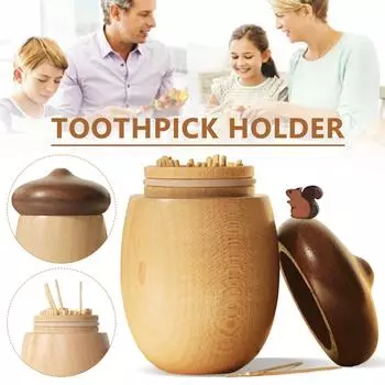 Деревянный держатель для зубочисток, японская коробка для хранения зубочисток в форме желудя, подставка для украшения стола, диспенсер для зубочисток, кухонный органайзер