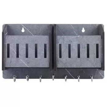 Деревянный держатель ключей для дома | Стильная подставка для ключей | Настенный держатель ключей | Настенные держатели ключей | Вешалка для ключей (7 крючков, МДФ серый) серый