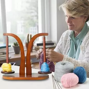 Деревянный держатель пряжи Магнитная стойка для хранения шпинделя с плавным вращением вмещает 320 г шерсти Простая сборка Стойка для пряжи из бамбука и бука для любителей вязания