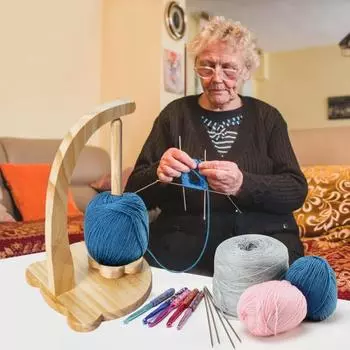 Деревянный держатель пряжи с магнитными креплениями, плавное вращение, удерживает шерсть 320 г, простая сборка, держатель пряжи для вязания, подставка для хранения шерсти