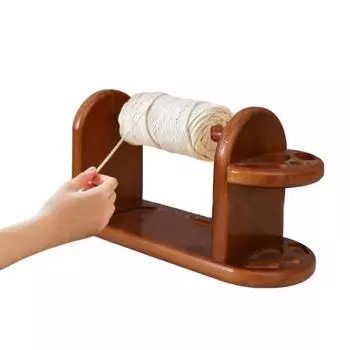Деревянный держатель пряжи Вязание крючком Стабильный прядильщик пряжи Плавное вращение Диспенсер для шариков деревянной пряжи Простая установка Держатель швейных принадлежностей коричневый