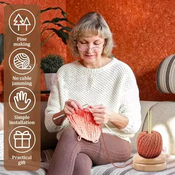 Деревянный держатель пряжи Вращающаяся прялка для мотков пряжи из бука Вращающаяся подставка для клубков пряжи Устойчивый держатель для клубков пряжи Диспенсер для вязания крючком
