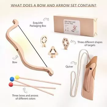 Деревянный детский игрушечный набор со стрелами и луком, детские игрушки Монтессори для улицы, упражнения для рук, развивающие способности детей, игрушки для стрельбы из лука, подарочный набор
