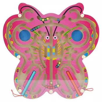 Деревянный детский магнитный шарик-лабиринт, обучающая интерактивная игрушка в подарок, лабиринт-бабочка