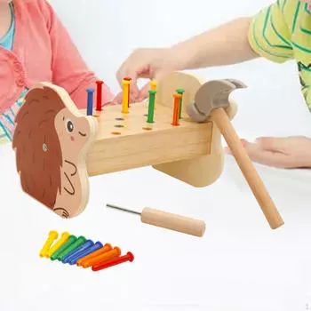 Деревянный детский верстак, игрушка-молоток, образование, игрушка-молоток с колышками для дошкольного обучения