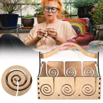 Деревянный диспенсер для шерсти/пряжи, ручной работы, держатель для пряжи из дерева с отверстиями, ящик для хранения вязаных крючком вещей для вязальщиц светло-желтого