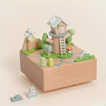 Деревянный Дом Музыкальная Шкатулка Настольный Центральная часть Ремесла Коллекционные Украшения Для Дома Аксессуары Настольный