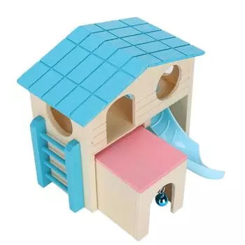 Деревянный домик для хомяка, домики, игрушечный хомяк, игрушки для упражнений, игровой зал, игровая площадка, синий синий