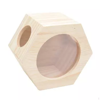 Деревянный домик для хомяка, игрушечный домик для исследования, спальная кровать, укрытие, шестиугольная коробка для песчанок