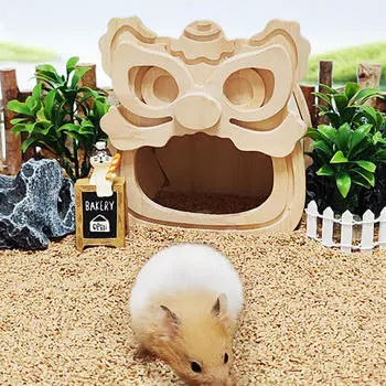 Деревянный домик для хомяка, карликовая клетка для песчанок, аксессуар для маленьких животных