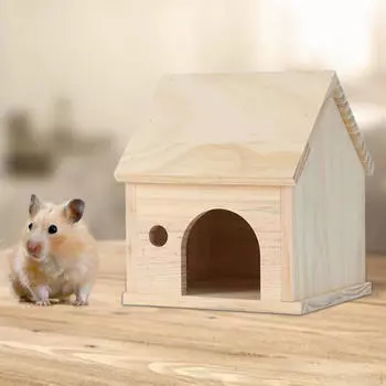 Деревянный домик для хомяка, место для отдыха мелких животных, исследовательская игрушка для мышей и песчанок Style A