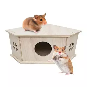 Деревянный домик для хомяка Роскошный домик для хомяка и среда обитания Деревянная хижина для игр Игровая площадка для маленьких животных Прочный натуральный питомец CN