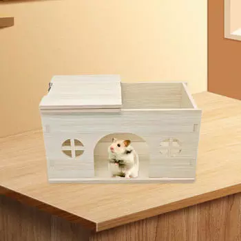 Деревянный домик для хомяка, укрытие, гнездо для хомяков, аксессуары для клеток, прочный многофункциональный питомец
