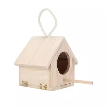 Деревянный домик для птиц с насестом снаружи, подвесной домик для птиц из натурального дерева для маленьких птиц