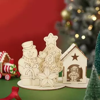 Деревянный домик-головоломка, рождественский строительный блок, набор для украшения, рождественское украшение для рабочего стола, обучающее изделие своими руками для детей и взрослых
