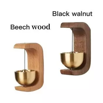 Деревянный дверной звонок, магнитный ветряной колокольчик, напоминание о входе в кафе, ореховый дверной звонок, простой ветряной колокольчик, украшение для двери дома, офиса, настенного стола as picture