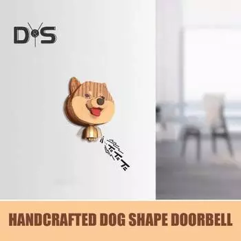 Деревянный дверной звонок в виде собаки, магнитный/липкий дверной звонок в форме мультяшной собаки, звонок для владельцев магазинов с прозрачным звонком